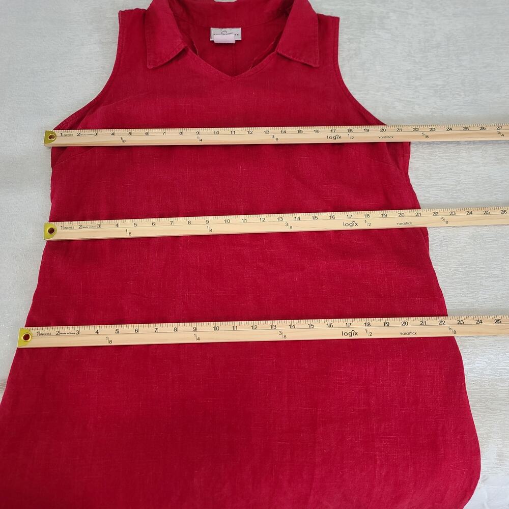 Studio Ease Vintage 100 % Linen shift dress red Size 16 Resort wear beachy - Picture 5 of 8